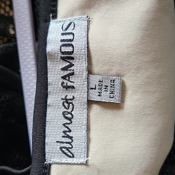 ALMOST FAMOUS Lace Overlaying Beige Spaghetti Strap Dress Blk L Juniors NWT - Picture 14 of 16